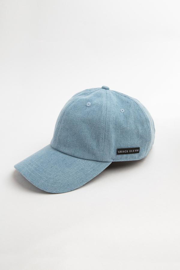 Light Denim Satin-Lined Baseball Hat
